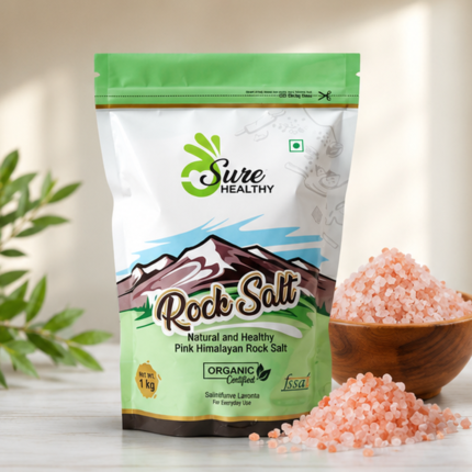 Sure Healthy Pink Himalayan Rock Salt 1kg | 100% Natural & Unrefined Pink Salt | Mineral-Rich Rock Salt for Cooking, Seasoning & Everyday Use